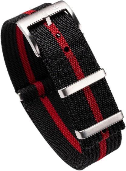 HOTAnchor Strap Co | Ribbed Nylon Watch Strap | Ridge Weave Quick-Dry Band | Brushed Stainless Steel Buckle | Floating Keeper | Heat-Sealed Notches | 5.75–8.5in Wrists