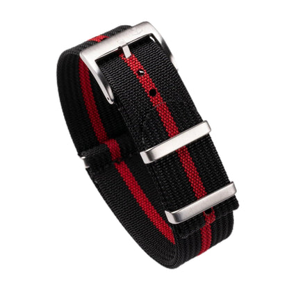 HOTAnchor Strap Co | Ribbed Nylon Watch Strap | Ridge Weave Quick-Dry Band | Brushed Stainless Steel Buckle | Floating Keeper | Heat-Sealed Notches | 5.75–8.5in Wrists