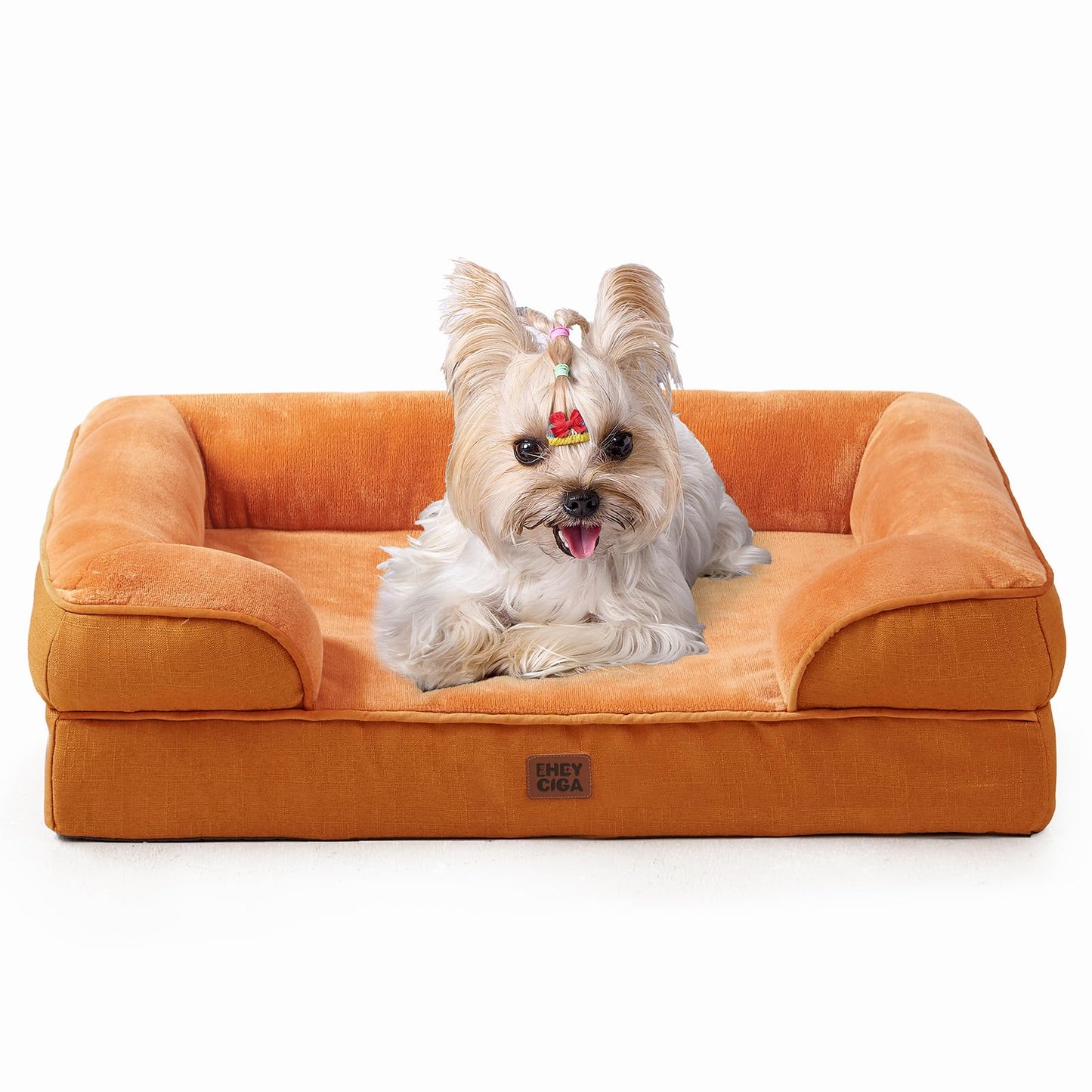 HOTEHEYCIGA Orthopedic Dog Beds for Extra Large Dogs 44x32Inch, Polyurethane Foam XL Pet Bed with Sides, Non-Slip and Egg-Crate Foam Big Dog Couch Bed with Washable Removable Cover, Grey