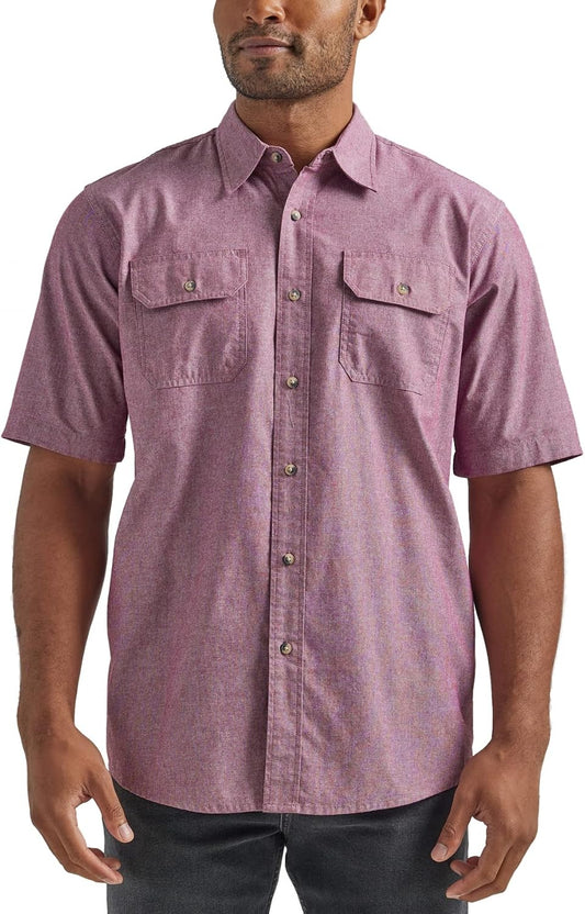 HOTWrangler Authentics Men's Short Sleeve Classic Woven Shirt
