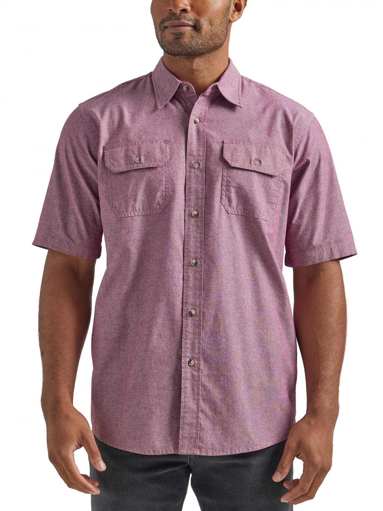 HOTWrangler Authentics Men's Short Sleeve Classic Woven Shirt