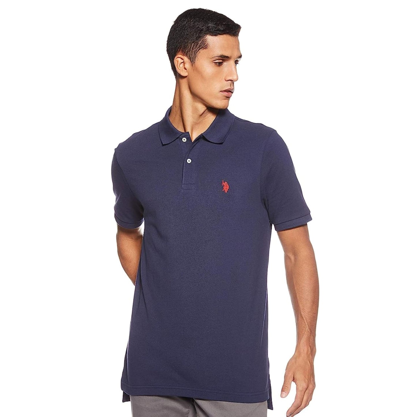 HOTU.S. Polo Assn. Men's Classic Polo Shirt, Two-Button Closure Pique Polo Shirt, Summer Fashion Golf Shirt | Two-Button Closure Pique Polo Shirt, Summer Fashion Golf Shirt