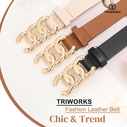HOTTRIWORKS 3 Pack Women's Belts for Jeans Pants Fashion Waist Belts for Ladies Leather Belts