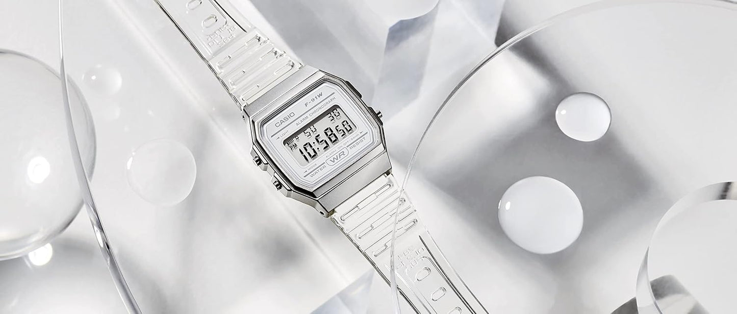 HOTCasio F91W Series | Digital Watch | Water Resistant | LED Light | 1/100 SEC Stopwatch | Regular Time Keeping (HR, Min, SEC, PM, Date, Day) | Daily Alarm | Lightweight | 7 Year Battery