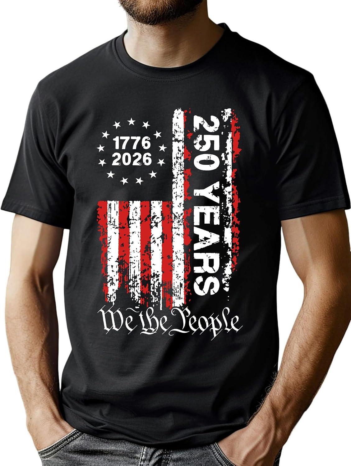 HOT250th Anniversary USA Shirts for Men American Flag T-Shirt 4th of July Shirt 250 Years Birthday Patriotic Tops
