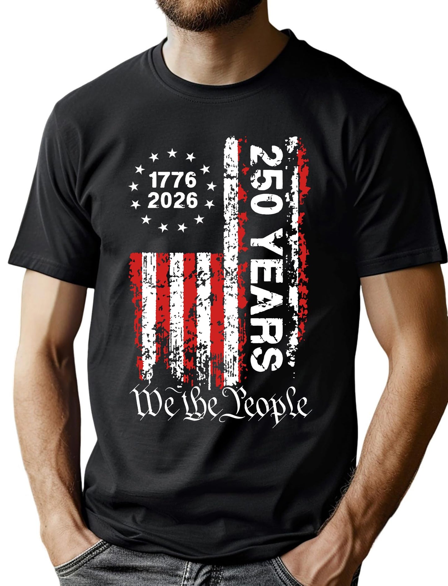HOT250th Anniversary USA Shirts for Men American Flag T-Shirt 4th of July Shirt 250 Years Birthday Patriotic Tops