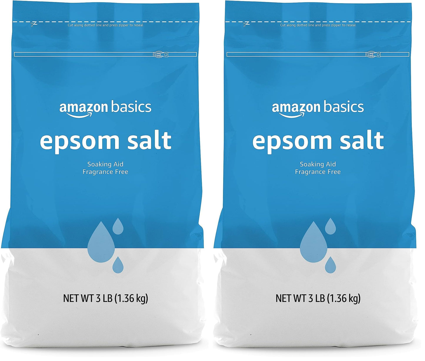 HOTAmazon Basics Epsom Salt Soak, Fragrance Free, Magnesium Sulfate USP for Relaxation and Soothing Foot Soaking, 3 Pound Resealable Bags, 6-Pack