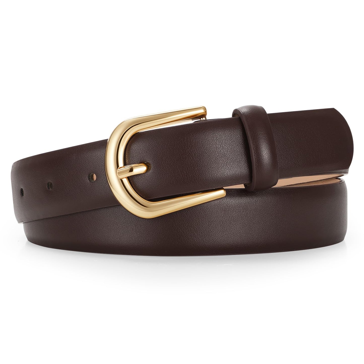 HOTJASGOOD Leather Belt Women Belts for Jean Pants with Gold Buckle Fashion Ladies Waist Belt
