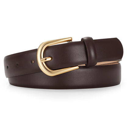 HOTJASGOOD Leather Belt Women Belts for Jean Pants with Gold Buckle Fashion Ladies Waist Belt