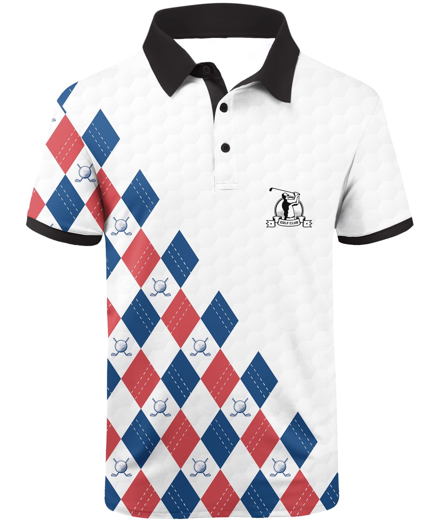 HOTV VALANCH Mens American Falg Polo Shirts Short Sleeve Performance Patriotic Shirt Funny Golf Shirt