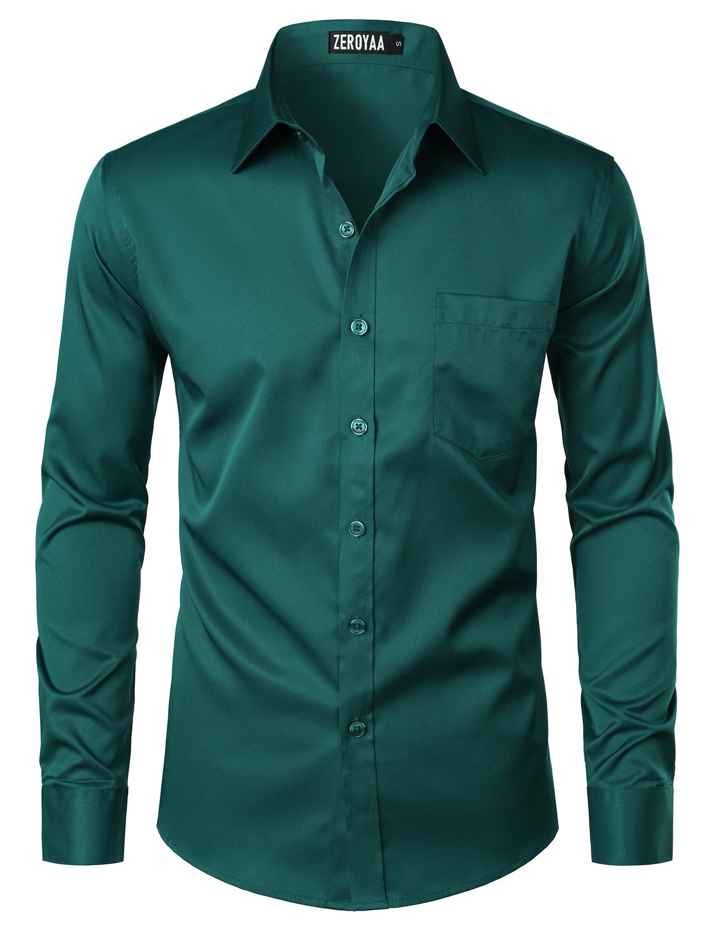 HOTZEROYAA Men's Urban Stylish Casual Business Slim Fit Long Sleeve Button Up Dress Shirt with Pocket
