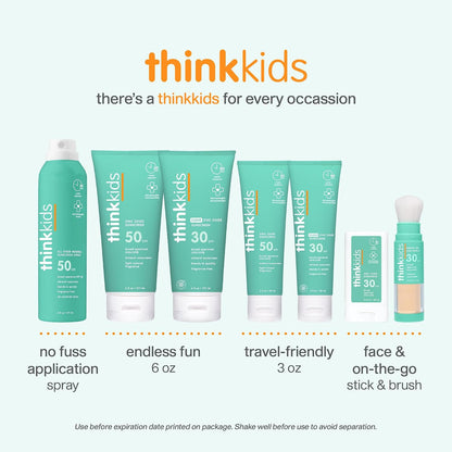 HOTThinkkids SPF 50+ Mineral Sunscreen, 6 Fl Oz – Safe, Natural Baby Mineral Sunscreen for Children - Water Resistant Sun Cream – Broad Spectrum UVA/UVB Sun Protection – Reef Safe
