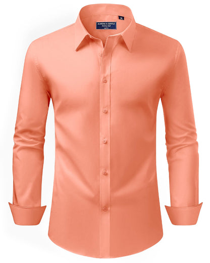 HOTAlimens & Gentle Men's Dress Shirt Regular Fit Stretch Stain Shield Long Sleeve Solid Business Wedding Button Down Shirts