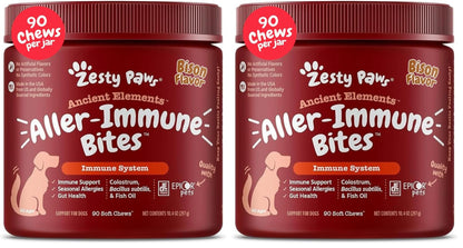 HOTZesty Paws Dog Allergy Relief Chews, Dog Probiotics for Itchy Skin and Ears, Salmon, 90ct