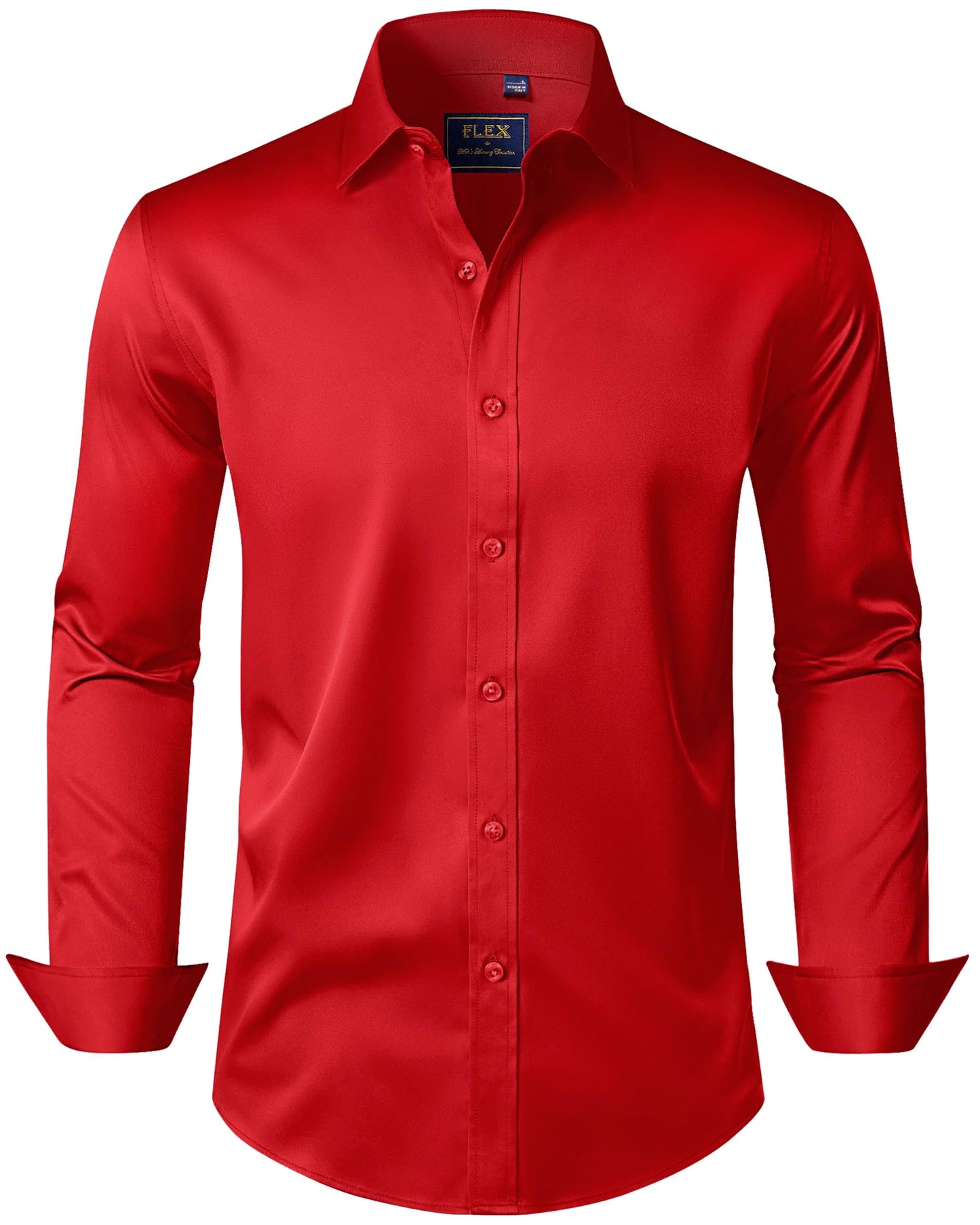 HOTJ.VER Men's Dress Shirts Solid Long Sleeve Stretch Wrinkle-Free Formal Shirt Business Casual Button Down Shirts