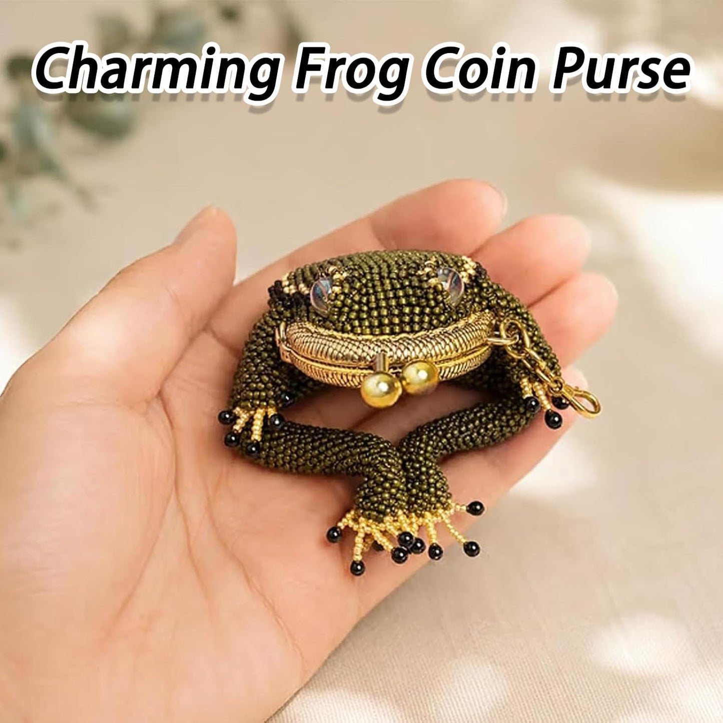 HOTCharming Frog Coin Purse, Small Pouch Earbuds Keychain Bag，1 Pc | Cute Small Mini Pouch Accessories, Kiss Lock Charm Keychain Decor, Daily Carry Wallet, Currency Storage Bag Ring Pendant