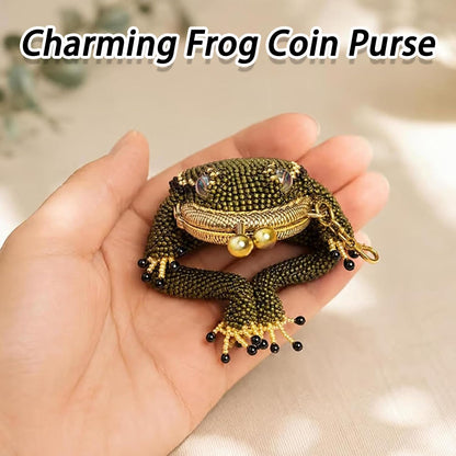 HOTCharming Frog Coin Purse, Small Pouch Earbuds Keychain Bag，1 Pc | Cute Small Mini Pouch Accessories, Kiss Lock Charm Keychain Decor, Daily Carry Wallet, Currency Storage Bag Ring Pendant