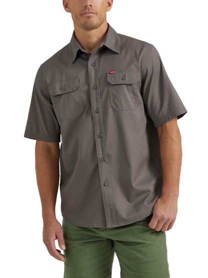 HOTWrangler Authentics Men's Short Sleeve Classic Woven Shirt