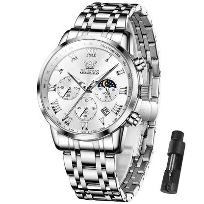 HOTOLEVS Men Multifunction Watch, Multi Dial Waterproof Luminous Chronograph Men's Watch with Date Gift for Men,Stainless Steel Watches for Men,Classic Men Wrist Watch
