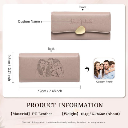 HOTPersonalized Wallets for Women – Custom Name & Photo Leather Purse, Long and Large Capacity Wallet, Mothers Day Christmas Gift for Mom Wife, Valentines Day Gifts for Girlfriend (Style 1)