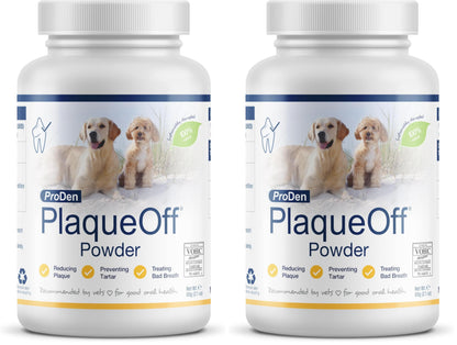 HOTProDen PlaqueOff Powder for Dogs - Dog Tartar and Plaque Remover - 60g | VOHC Accepted Dental Powder for Pet Oral Care - Supports Fresher Breath and Dental Hygiene - 100% Natural Kelp Formula