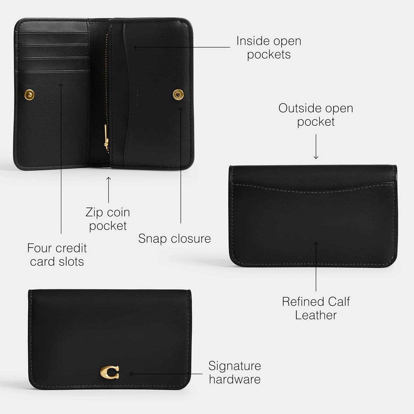 HOTCoach Womens Essential Slim Card Case Black One Size One Size