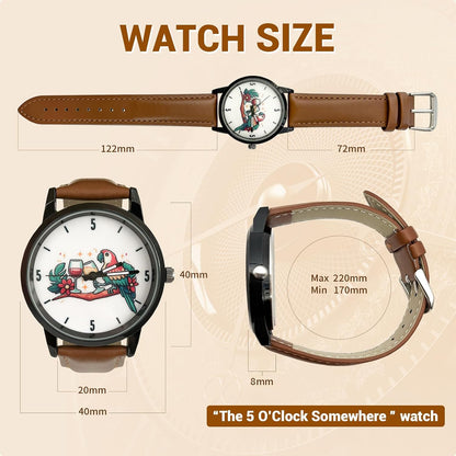 HOTCool Watch for Dad or Husband Retro Quartz Wrist Watch - Ideal Retirement Father‘s Day & Birthday Gift | Casual Vacation Style|Its 5 O‘Clock Somewhere Watch