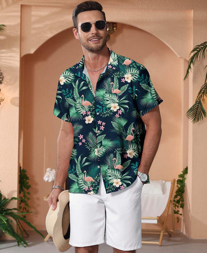 HOTKYKU Funky Hawaiian Shirt for Men Palm Beach Shirts Tropical Vacation Clothes