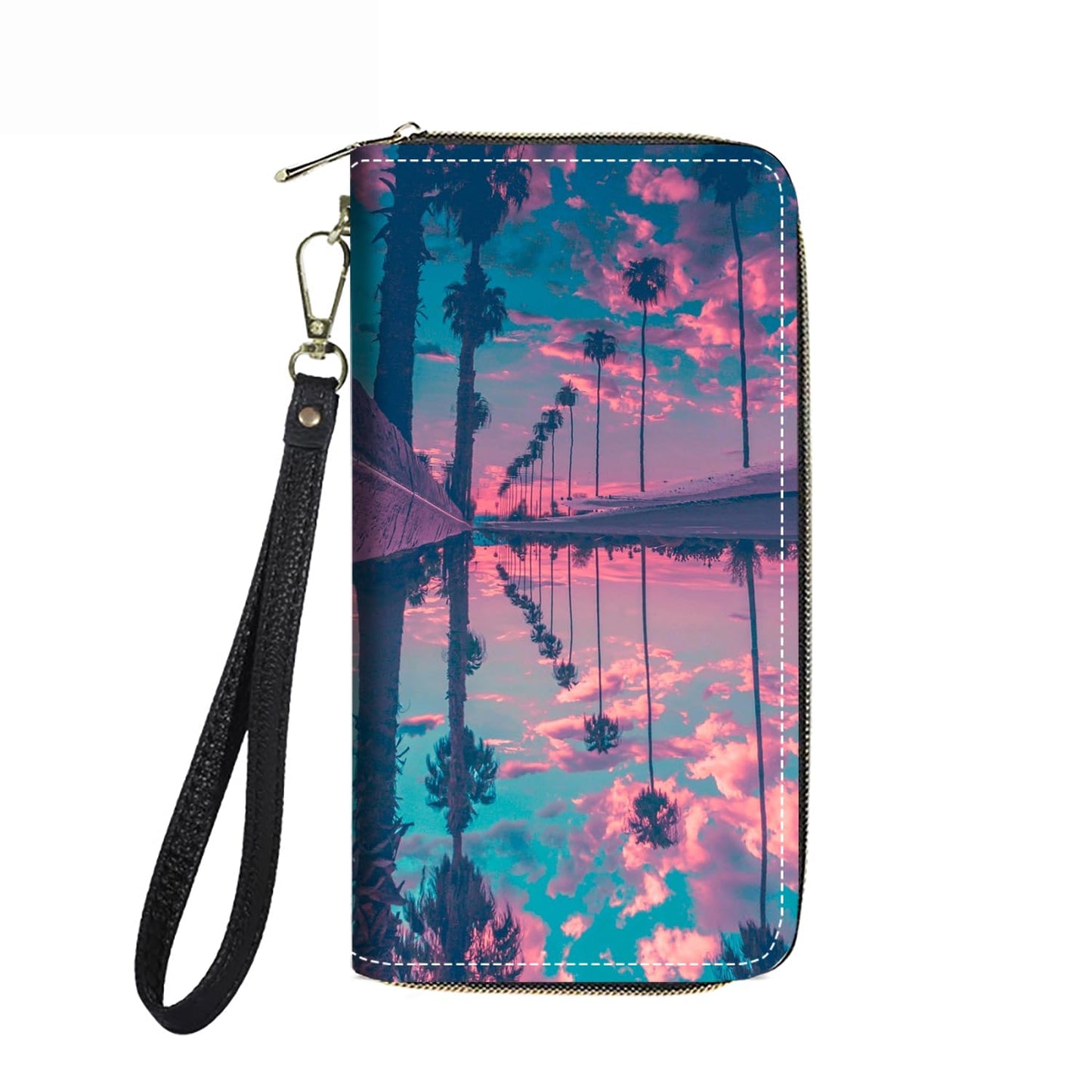 HOTWomen's Large Capacity Wallet PU Leather Double Zipper Clutch Purse Multifunctional Wallet with Removable Wristlet Strap for Smart Phone/Coin/Card/Cash, Floral Quotes Bible Verse Philippians 4-13