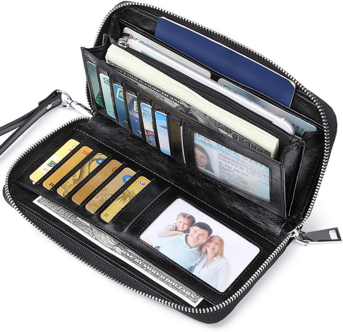 HOTWallets for Women RFID Blocking Leather Zip Around Wristlet Clutch Travel Purse