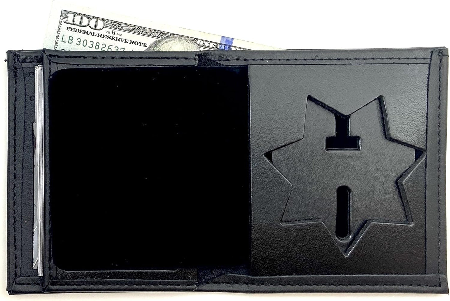 HOTPerfect Fit Shield Wallets Jail Police Law Enforcement 7 Point Star | California DOC Corrections style Bi-Fold hidden badge wallet Fits for Blackinton B2001 (Cutout PF215)