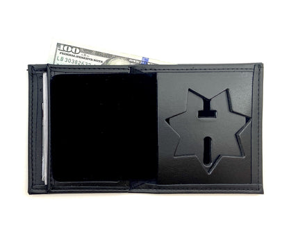 HOTPerfect Fit Shield Wallets Jail Police Law Enforcement 7 Point Star | California DOC Corrections style Bi-Fold hidden badge wallet Fits for Blackinton B2001 (Cutout PF215)