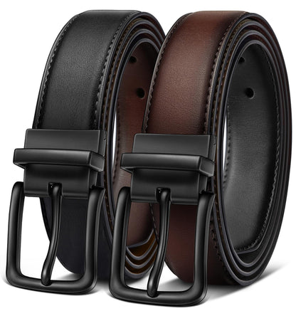 HOTBULLIANT Men's Belt,Reversible Belt Adjustable For Gift Men 1.25”-Cut For Fit-2 Sides in 1 Belt(Not 2)