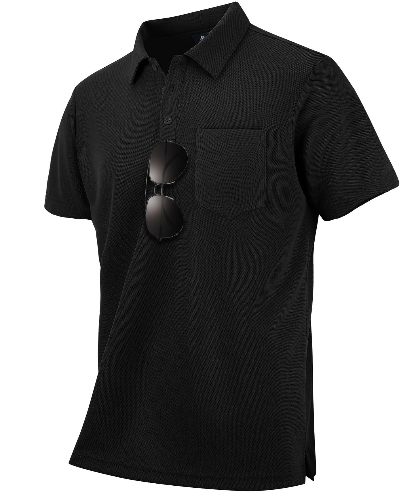 HOTZITY Men's 3 Pack Polo Shirts Short Sleeve with Pocket Moisture Wicking Casual Work Golf Lightweight Collared T-Shirts