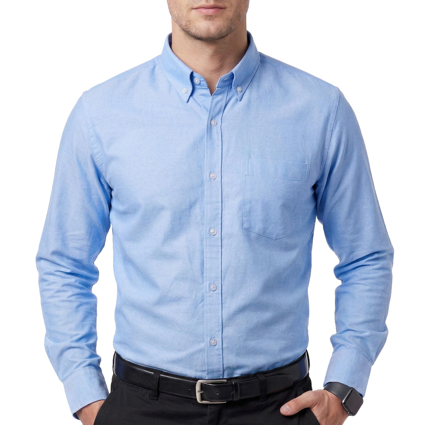 HOTCotton King Mens 100% Cotton Oxford Shirt Long Sleeve Dress Shirts for Men Button Down Work Casual Shirt with Pocket