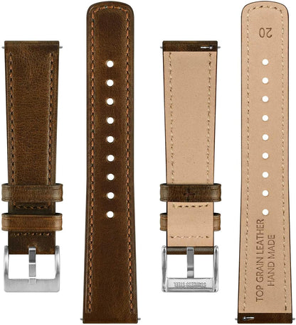 HOTBISONSTRAP Leather Watch Straps, Classic Oil Waxed Leather, Quick Release Replacement Band for Men and Women, Band Width 18mm 20mm 22mm