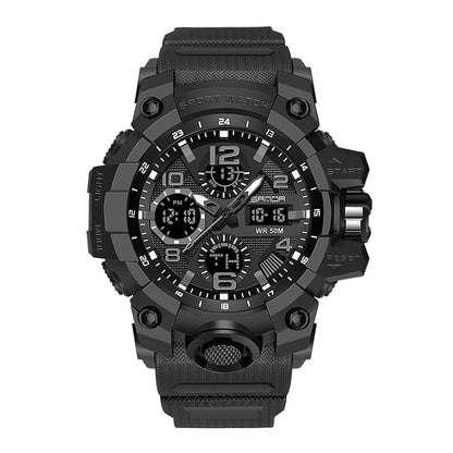 HOTWaterproof Sports Watch for Men with Night Light, Dual Display Analog Digital Outdoor Swimming Surfing Military Tactics Wrist Watch Alarm Stopwatch