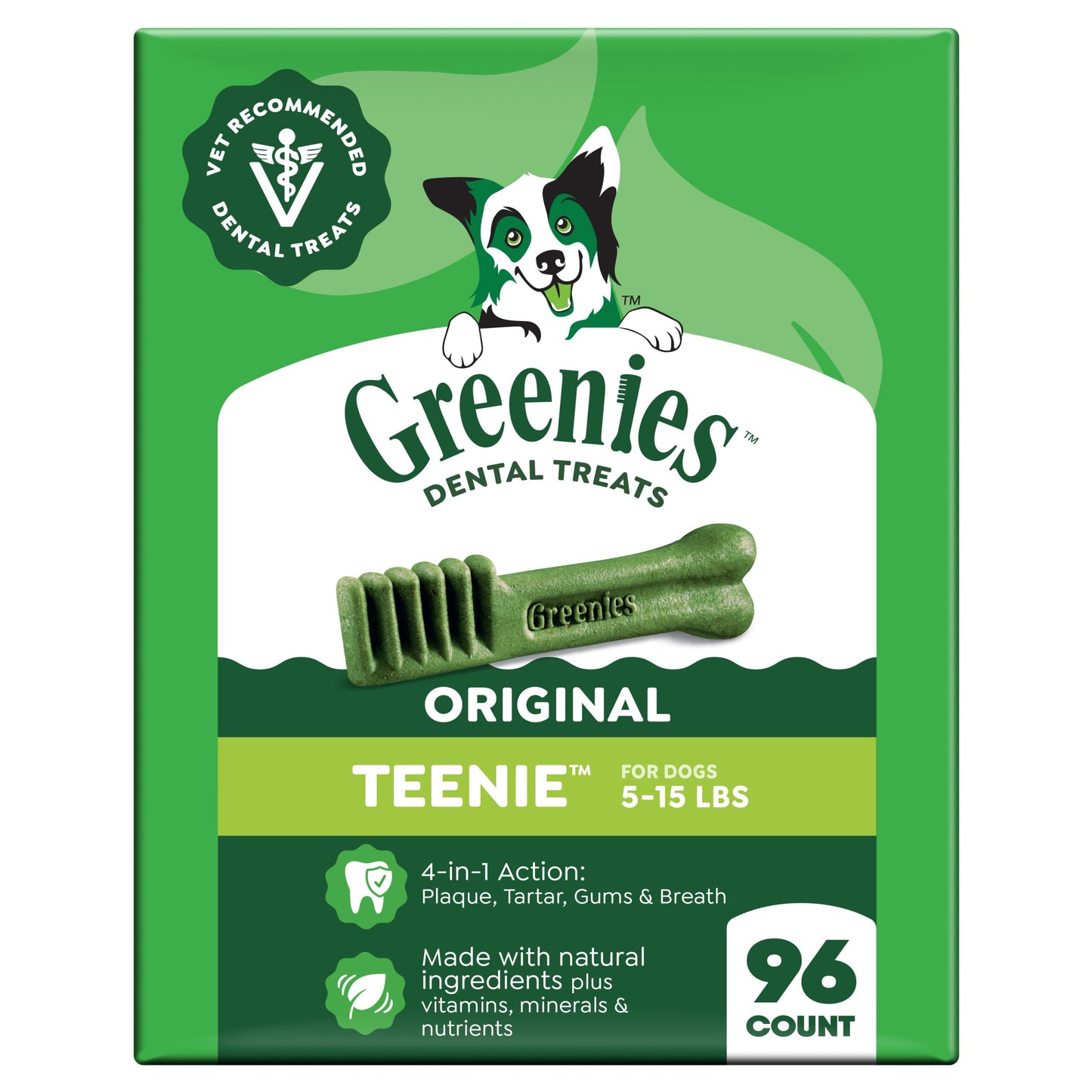 HOTGreenies Teenie Original Natural Dental Dog Treats, Chicken, 43 Count | Clinically-proven, veterinarian-recommended, 47% less tartar & 40% less plaque in 28 days, for dogs 5-15 lbs, 12 oz. Pack