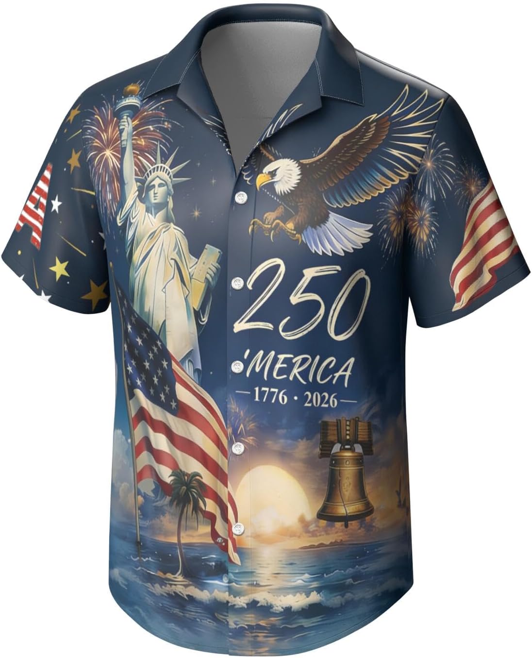 HOT250Th Anniversary USA Hawaiian Shirt for Men, 1776-2026 Patriotic Short Sleeve Shirt, Independence Day Gifts