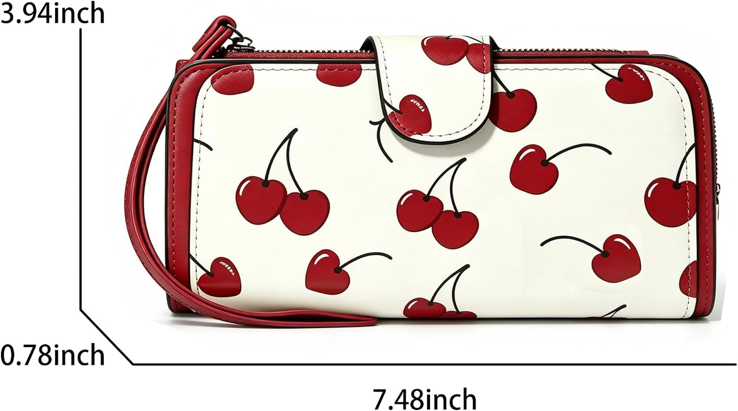 HOTCherry Wallet for Women with Credit Card Slots Faux Leather Bidold Wallets Passport Holder for Travel