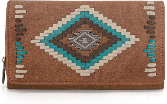 HOTMontana West Aztec Wallet for Women Western Whipstitch Womens Wallet Card Holder Wallet MW1332-W010BR