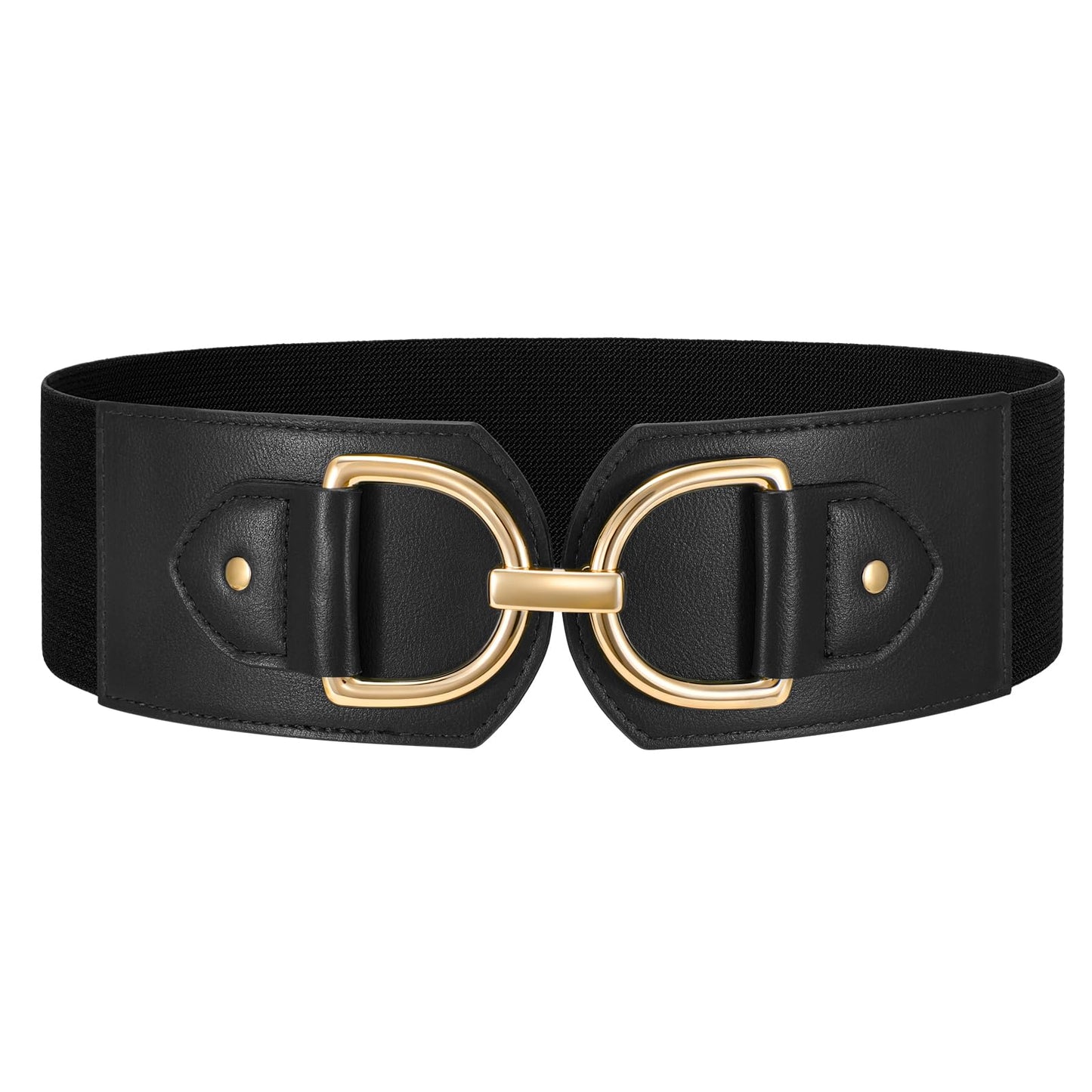 HOTWERFORU Women Elastic Wide Waist Belts for Dresses Fashion Wide Stretchy Belts for Women Big Gold Buckle Thick Dress Belt