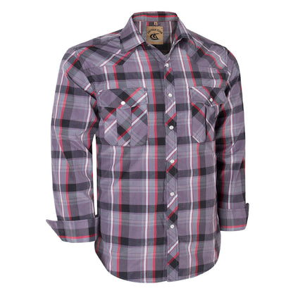 HOTCOEVALS CLUB Men's Western Pearl Snap Button Up Casual Cowboy Long Sleeve Two Pockets Work Shirts