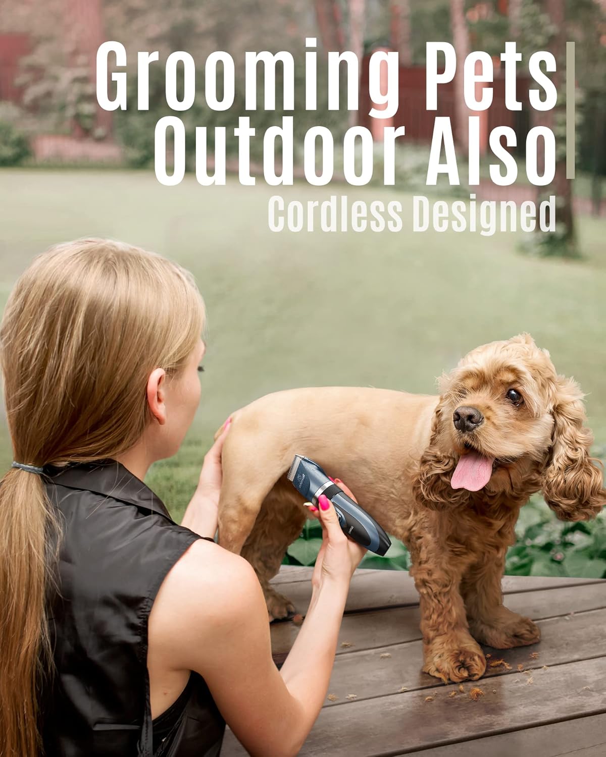 HOToneisall Dog Clippers Low Noise Grooming Kit for Dogs Cats Pets | Cordless & Long Battery Life, Simple for Beginners, 6 Guide Combs, Removable & Rinsable Blade