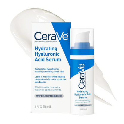 HOTCerave Hyaluronic Acid Serum for Face with Vitamin B5 and Ceramides, Hydrating Face Serum for Dry Skin, Fragrance Free, 1 Ounce