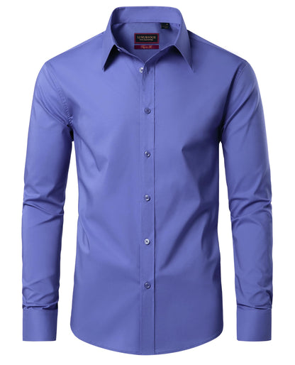 HOTLion Nardo Cotton Mens Dress Shirts Long Sleeve Wrinkle Free Business Casual Button Down Shirts Formal Shirts Big and Tall