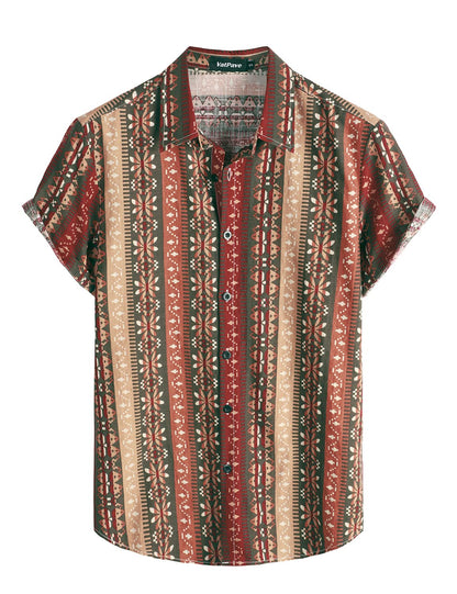 HOTVATPAVE Mens Casual Short Sleeve Button Down Shirts Regular Fit Hawaiian Summer Shirt