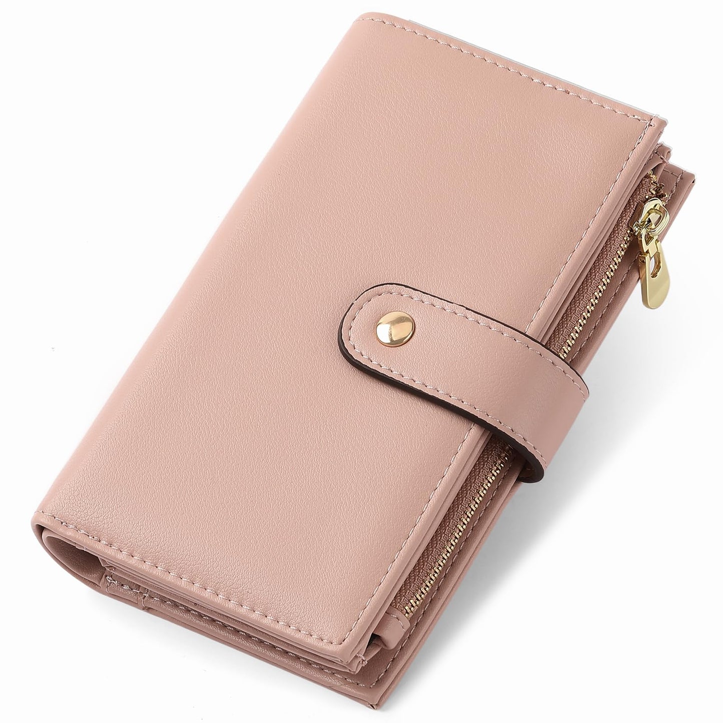 HOTGAEKEAO Wallets for Women Leather RFID Blocking Bifold Double Zipper Pockets Wallet Card Case Purse with 4 ID Windows