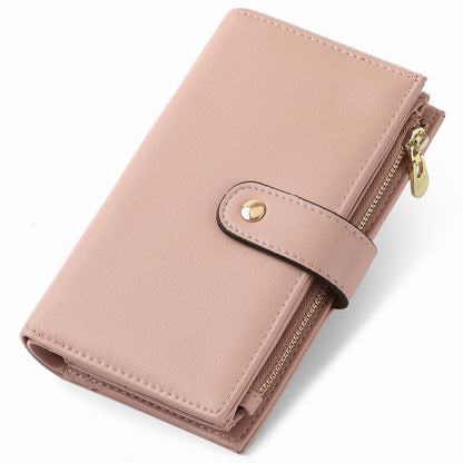 HOTGAEKEAO Wallets for Women Leather RFID Blocking Bifold Double Zipper Pockets Wallet Card Case Purse with 4 ID Windows