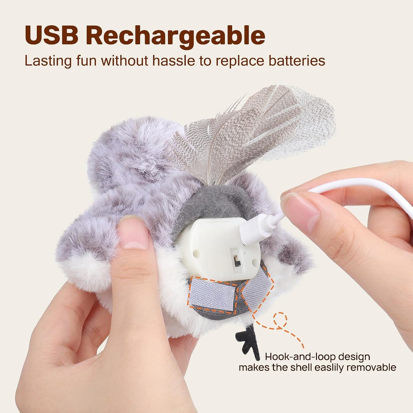 HOTPotaroma Cat Toys Flapping Bird (No Flying), Lifelike Sandpiper Chirp Tweet, Rechargeable Touch Activated Kitten Toy Interactive Cat Exercise Toys for All Breeds Cat Kicker Catnip Toys 4.0" | Lifelike Sandpiper Chirp, Touch Activated, Rechargeable Kitt